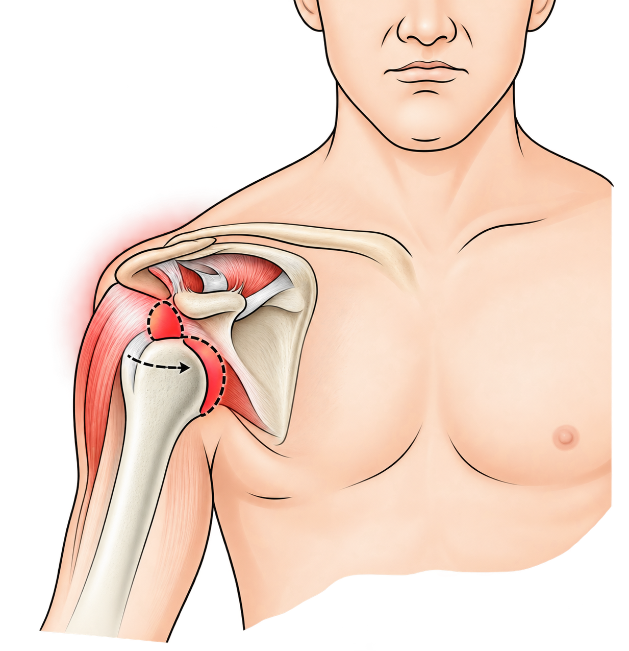 Shoulder dislocation illustration